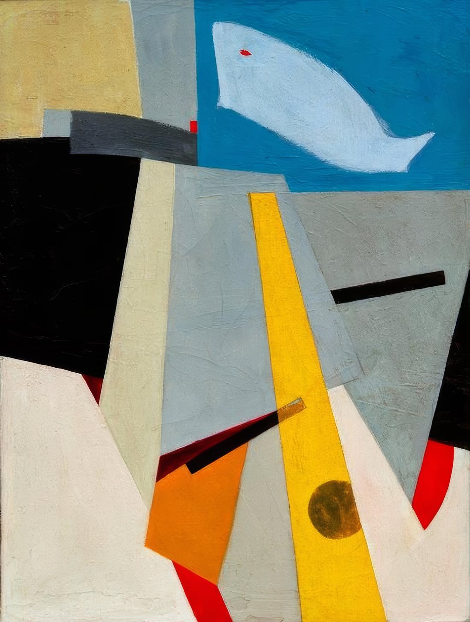 Zonder titel (Beeld met walvis) door Kurt Schwitters