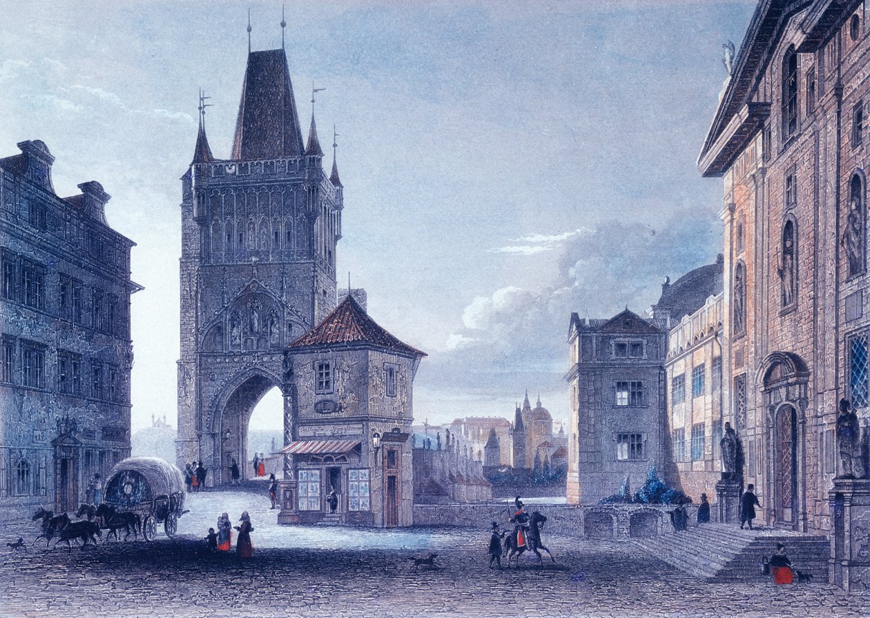 Oude Stadsbrugtoren, ca. 1840 door L. and Poppel, J. Lange