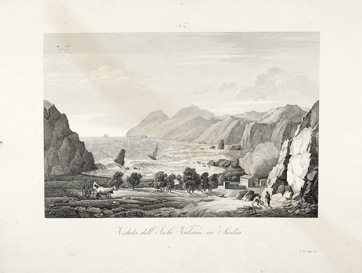 Uitzicht op het eiland Vulcano, Sicilië door L. de Vegni