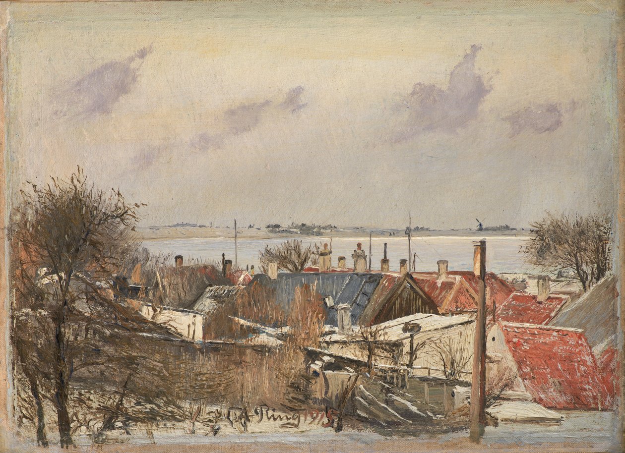 Uitzicht vanaf Roskilde richting de fjord door Laurits Andersen Ring