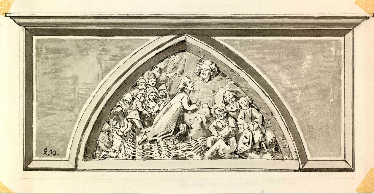 Timpanon portaal van de parochiekerk in Kranj door Ladislav Benesch