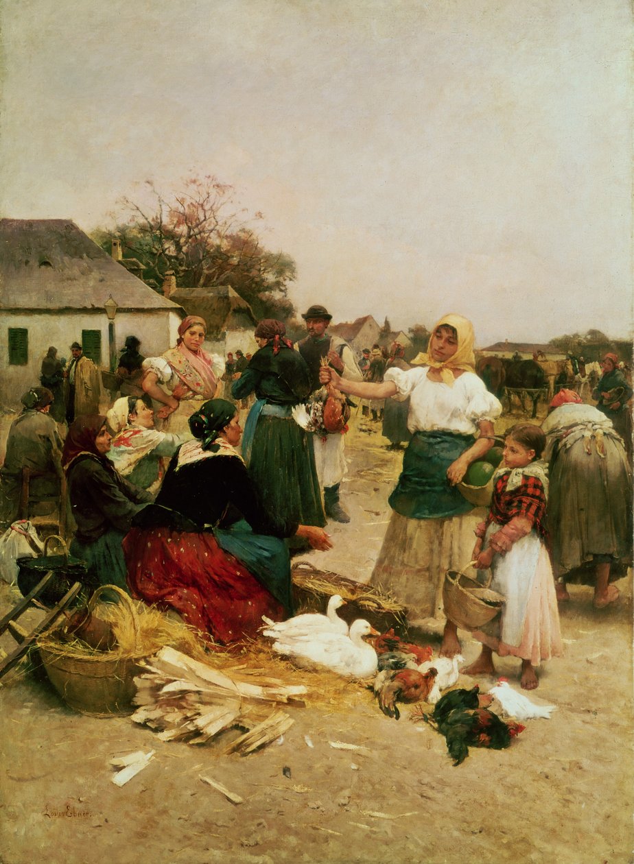 De Pluimveemarkt, 1885 door Lajos Deak Ebner