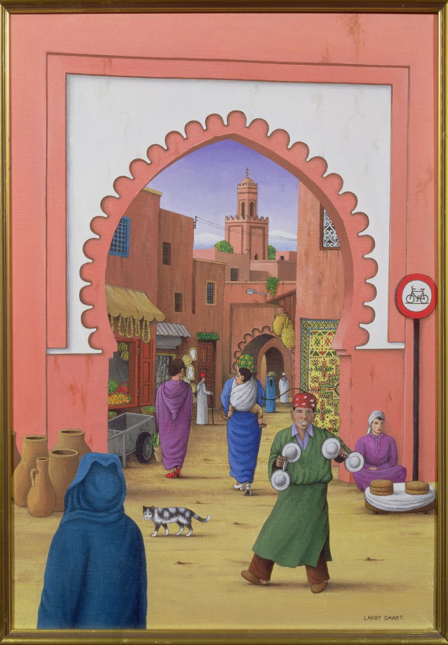 Straatscène in Marrakesh, 1992 door Larry Smart
