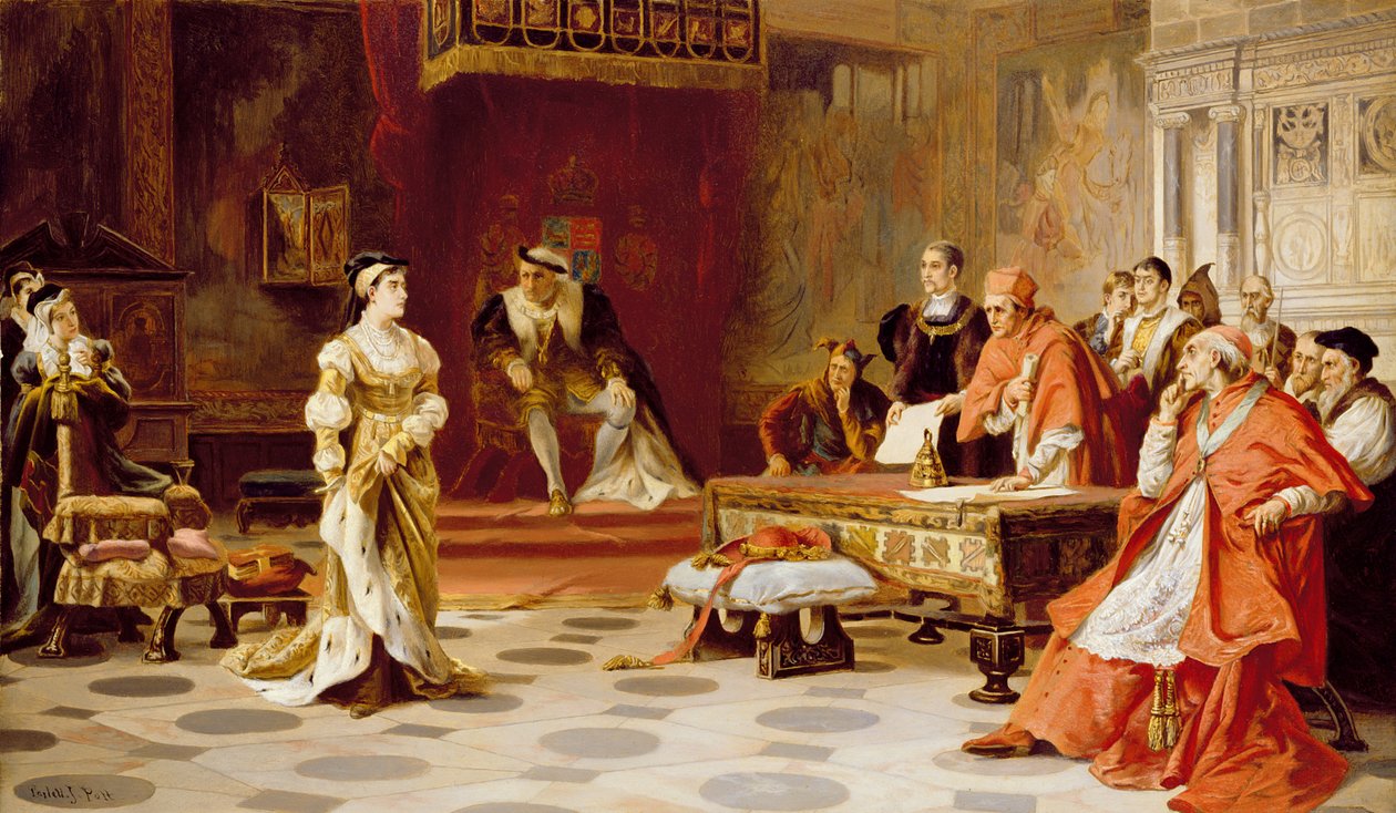 Het proces van koningin Katherine, c.1880 door Laslett John Pott