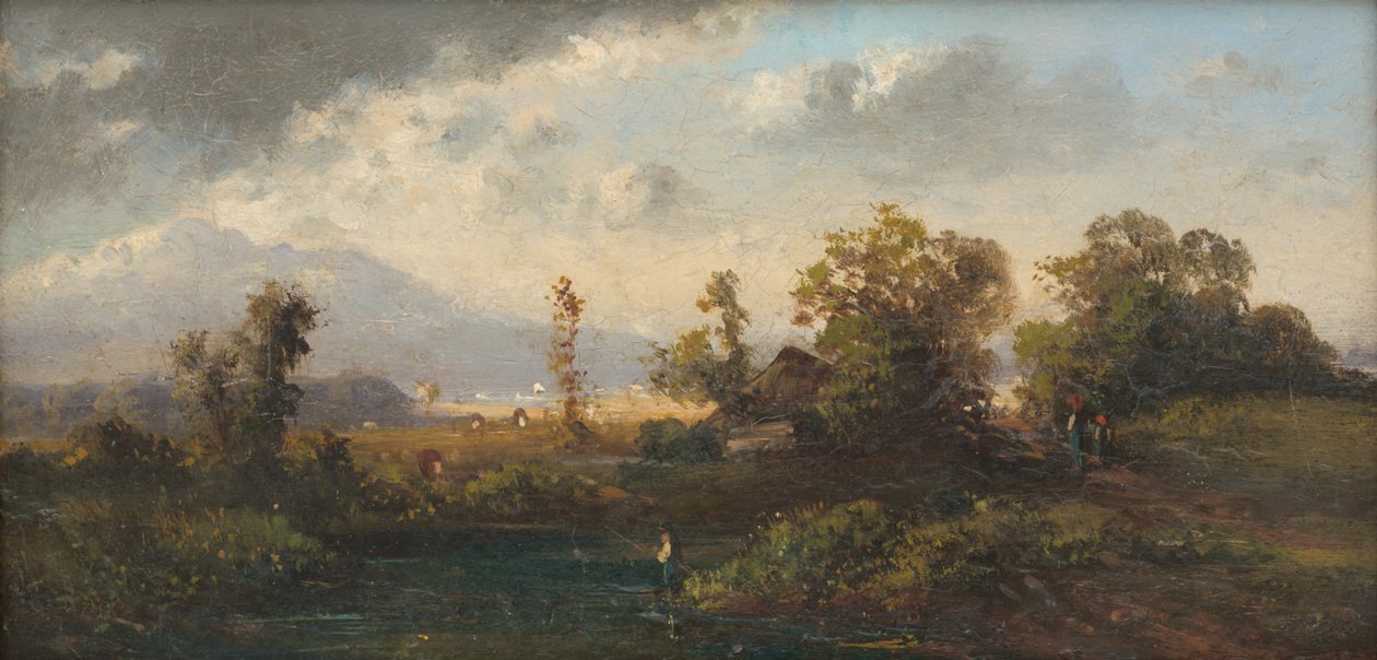 Landschap met visser door Laszlo Mednyanszky