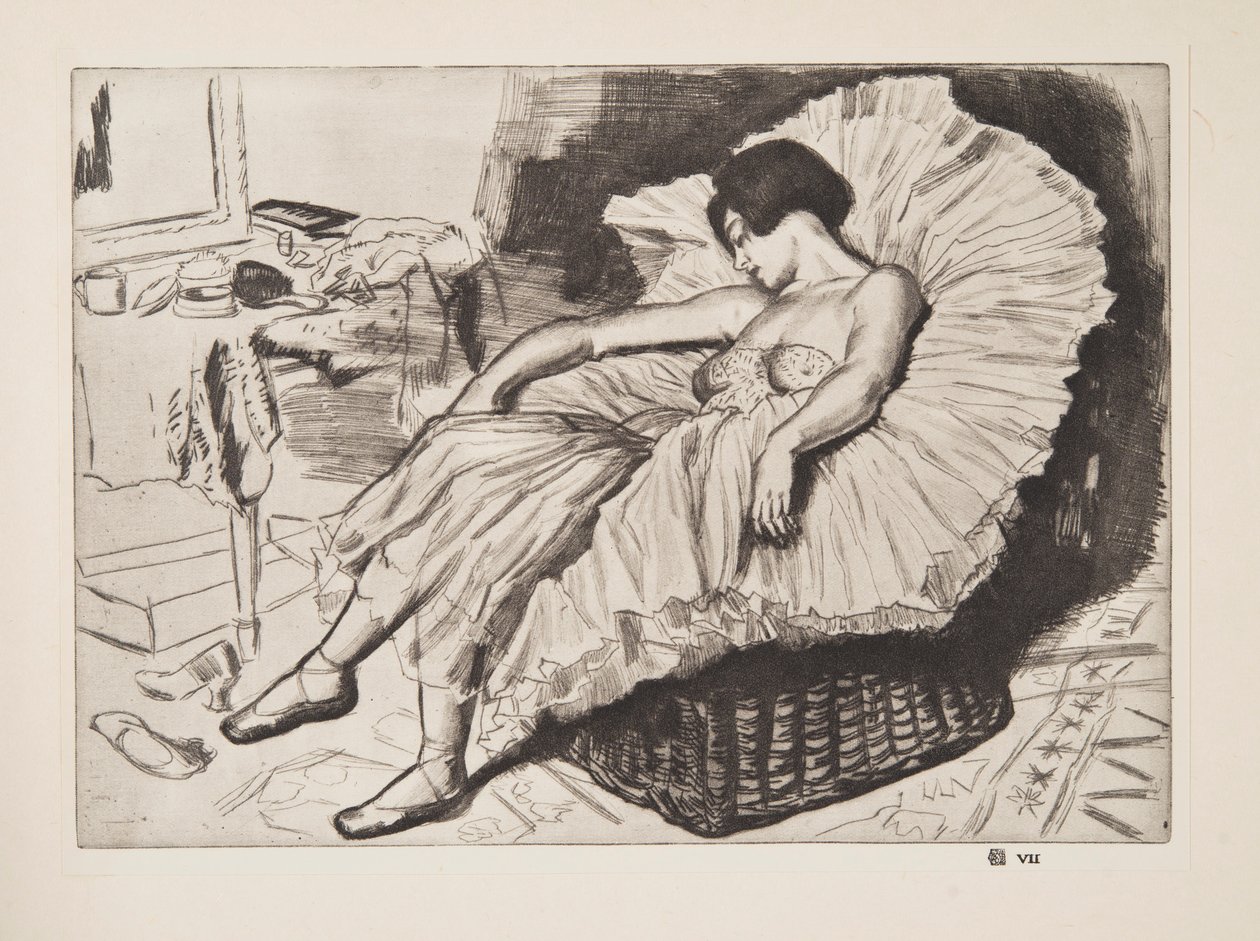 Slapende danser door Laura Knight