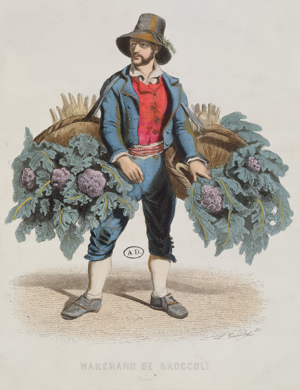 Broccoli Verkoper in Rome, midden 19e eeuw door Laurent Francois Guerdet