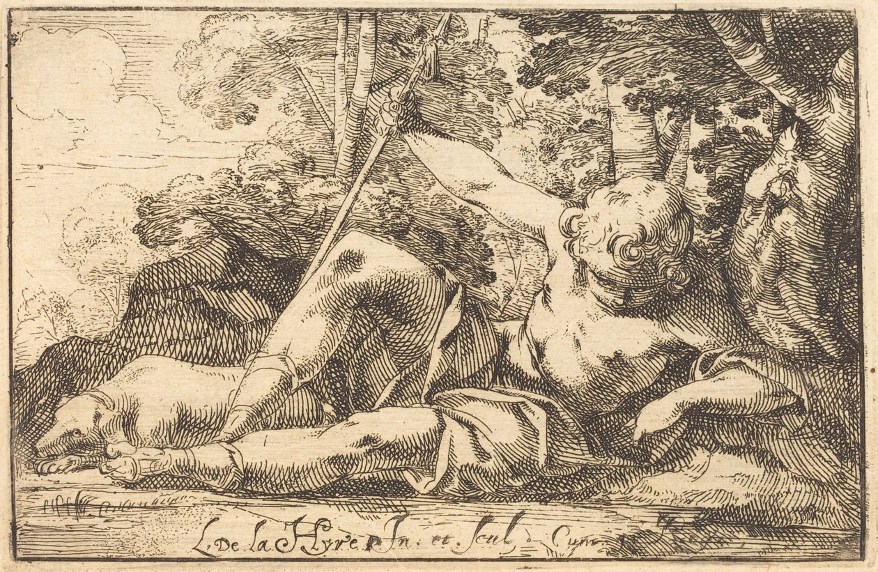 Narcissus bij de Bron door Laurent de la Hyre