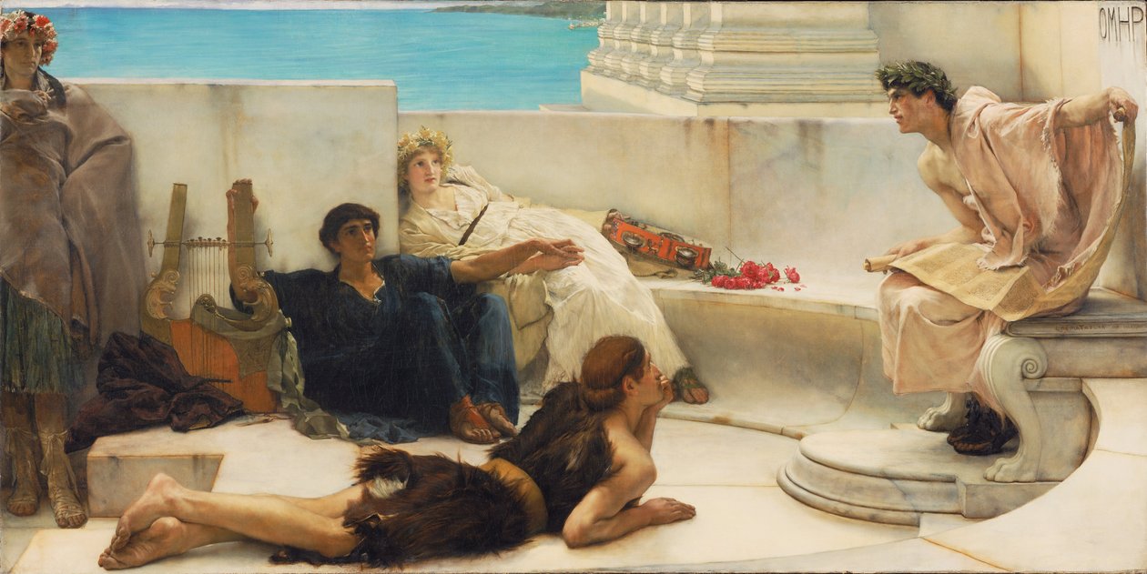 Een lezing uit Homerus door Lawrence Alma Tadema