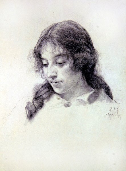 Portretstudie van Miss Raven-Hill door Lawrence Alma Tadema