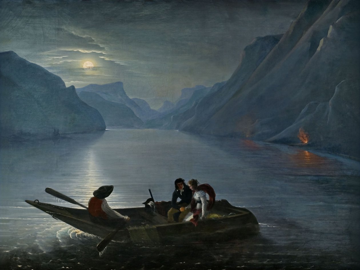 Julie en Saint-Preux op het Meer van Genève, 1824 door Le Prince