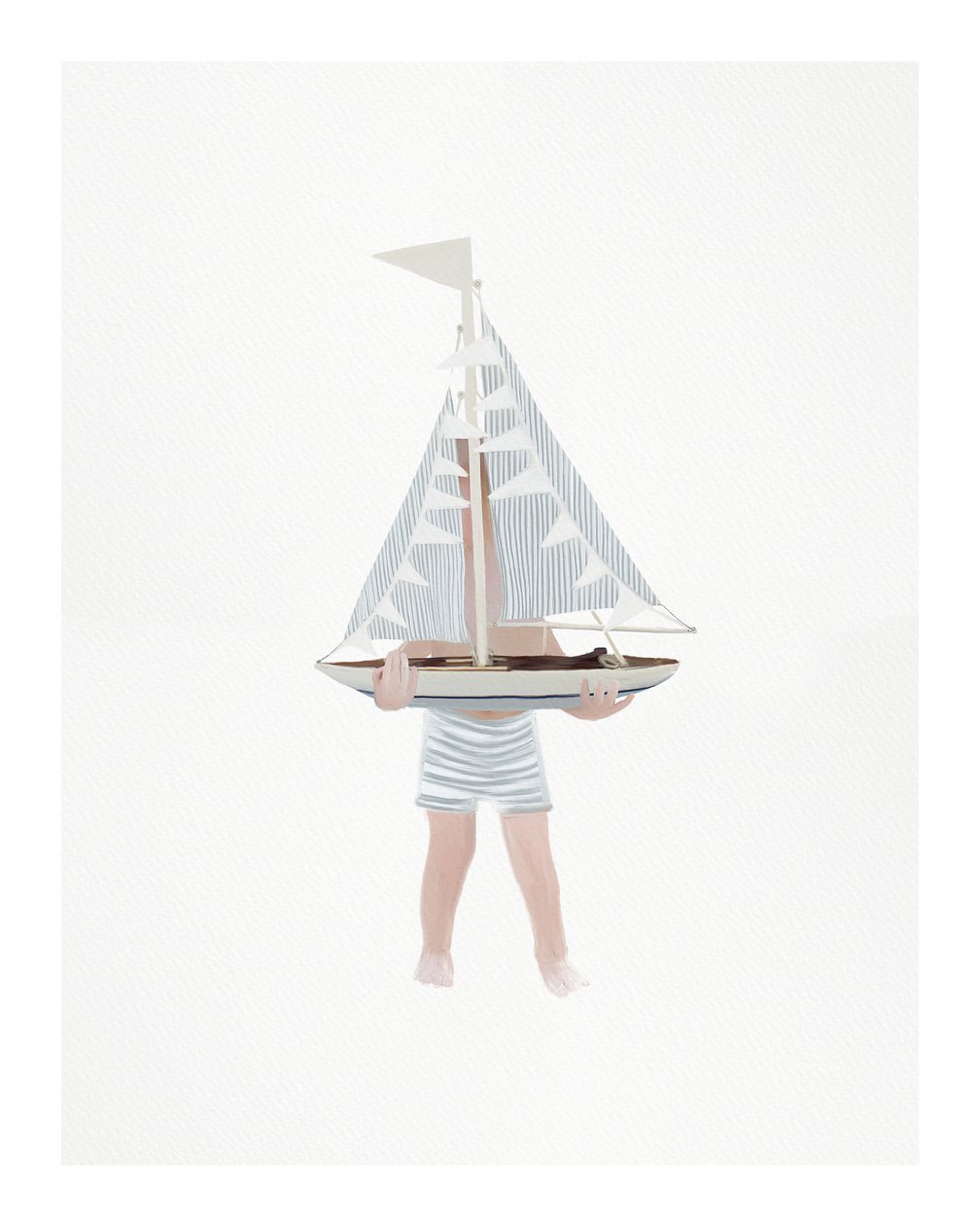 Jongen met Zeilboot, c.2018 (gemengde techniek) door Leah Straatsma