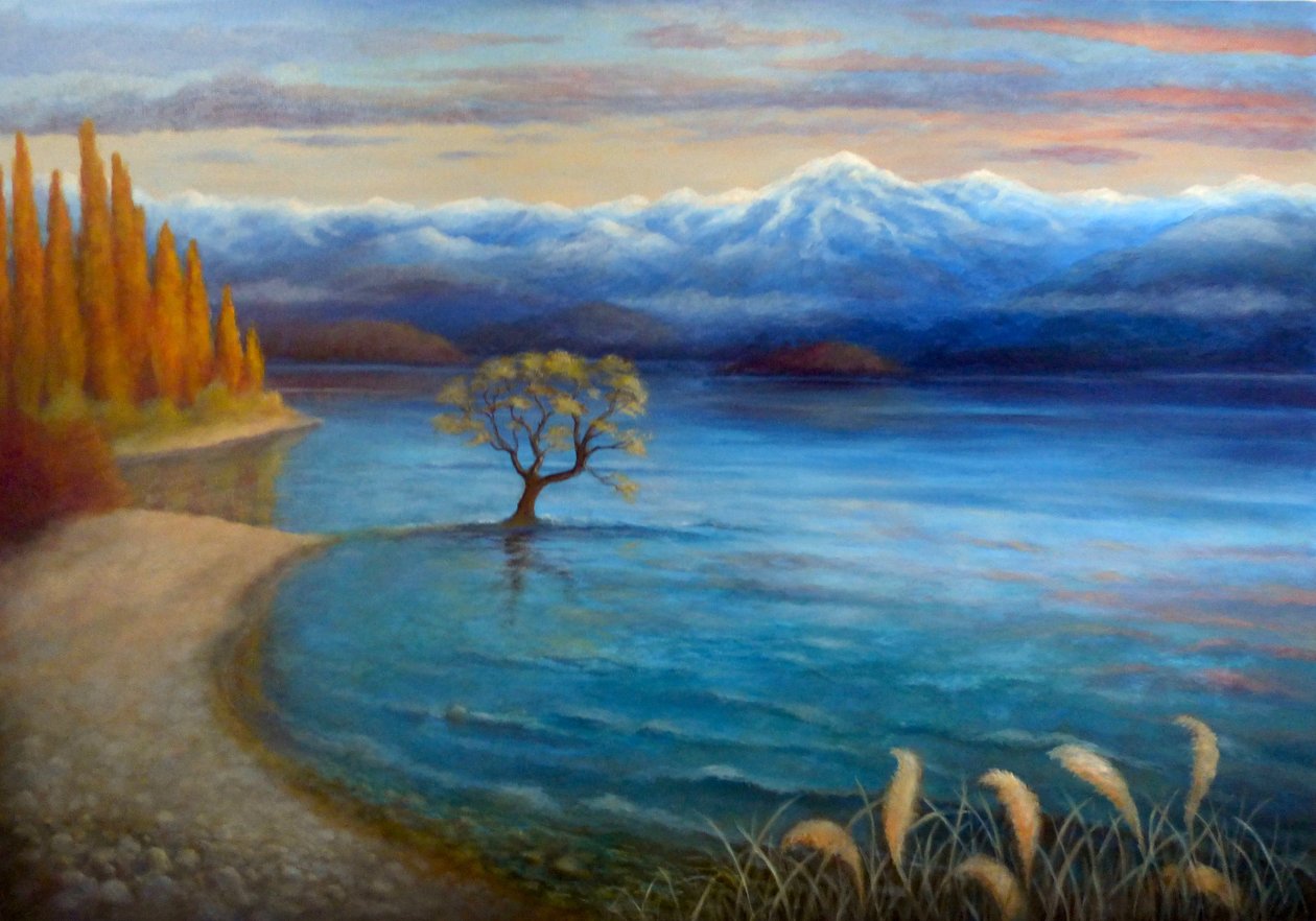 De Wanaka-boom, 2024 (olieverf op doek) door Lee Campbell