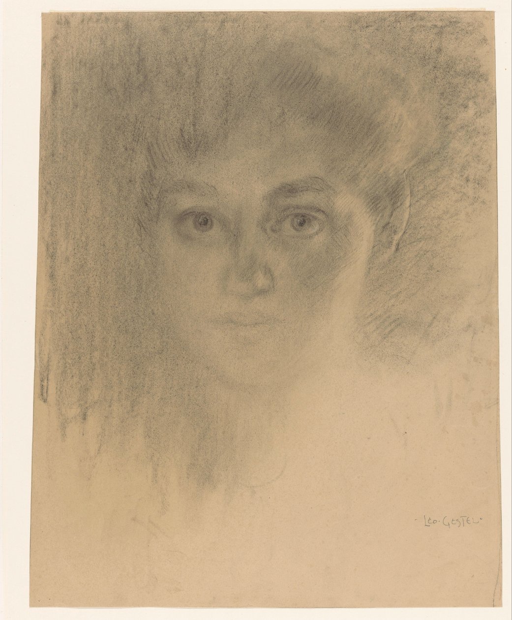 Gezicht van een vrouw door Leo Gestel (signed by artist)