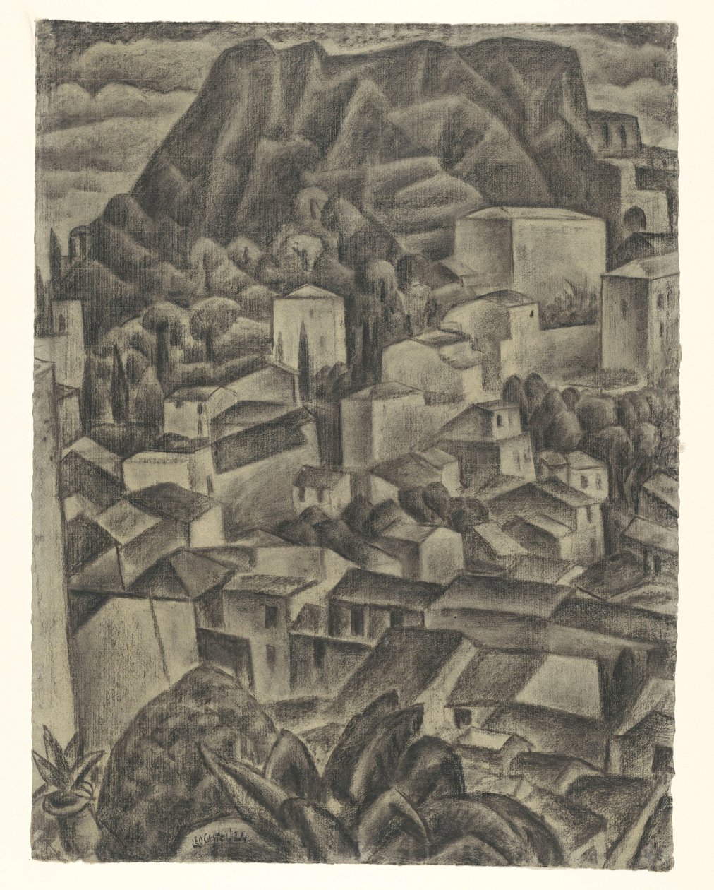 Italiaans bergdorp door Leo Gestel (signed by artist)