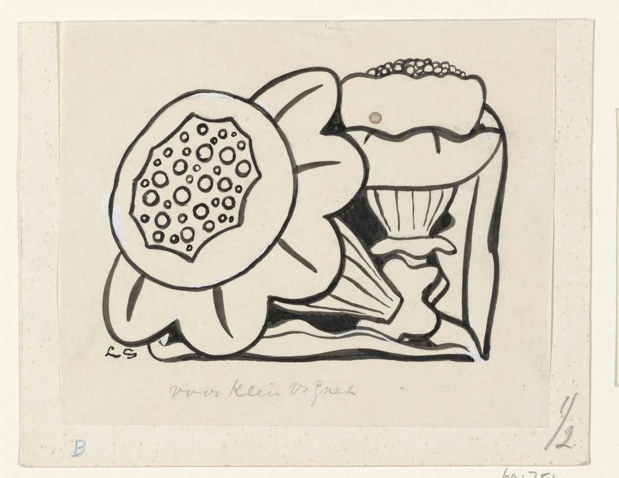 Twee bloemen door Leo Gestel (signed by artist)