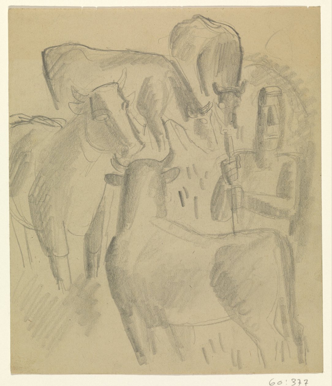 Boer met vier koeien door Leo Gestel