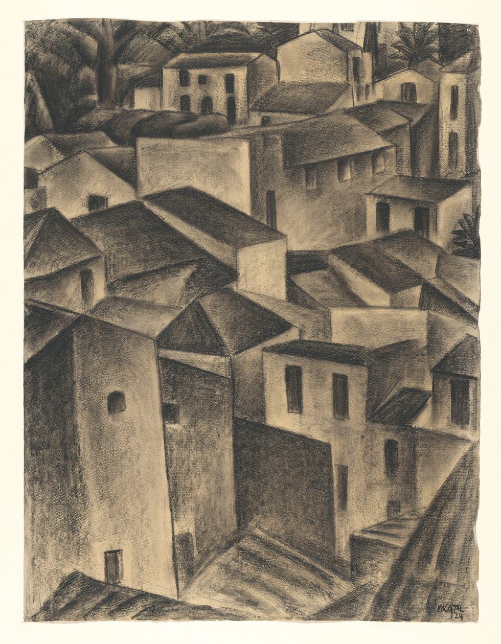 Gezicht in een Italiaans dorp door Leo Gestel
