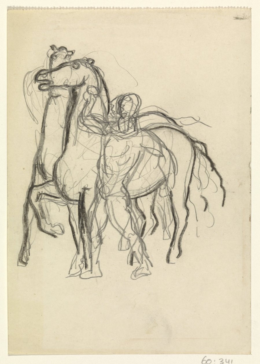 Man houdt twee paarden in toom door Leo Gestel