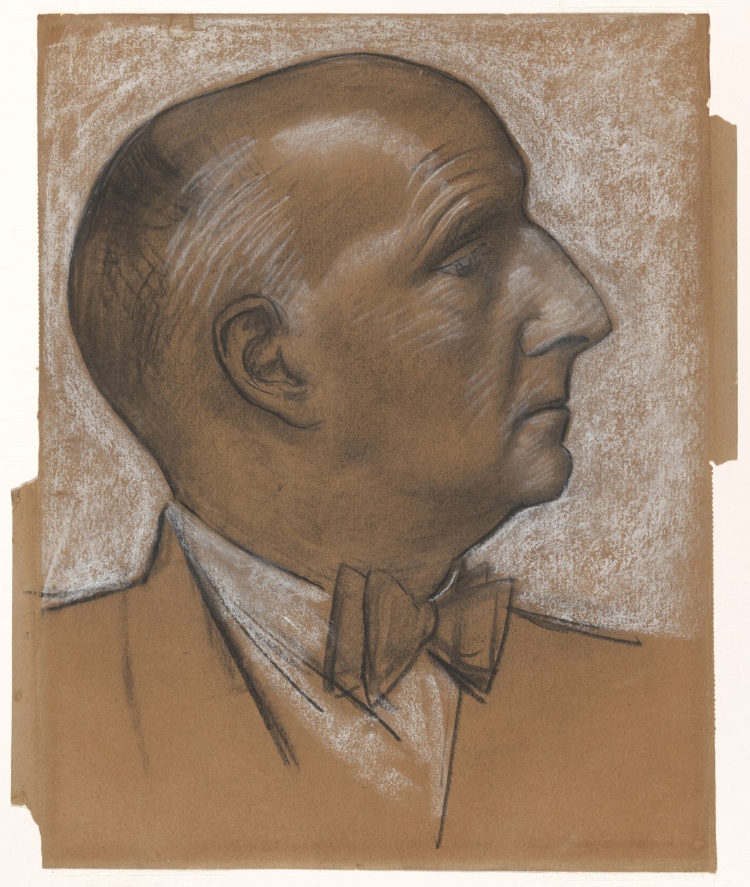 Zelfportret met vlinderdas door Leo Gestel