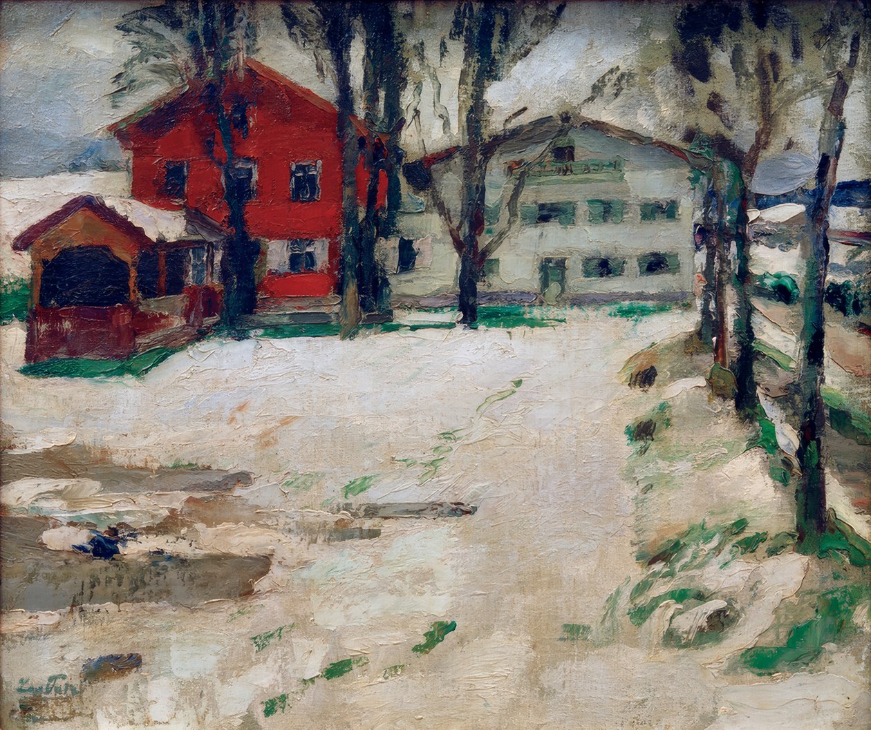 Herberg in de sneeuw door Leo Putz