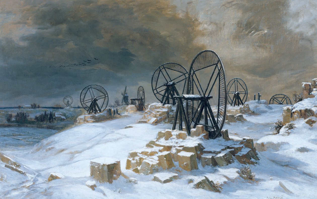 Putten bij Gentilly in de sneeuw, 1879 door Leon Auguste Melle