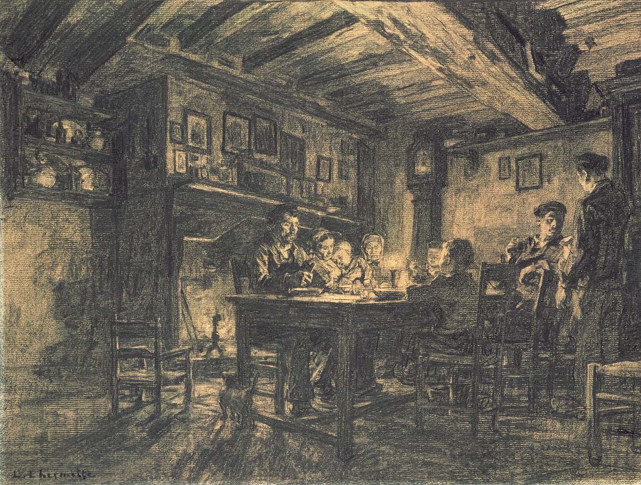 Gezinsdiner in de avond, 1883 door Leon Augustin Lhermitte