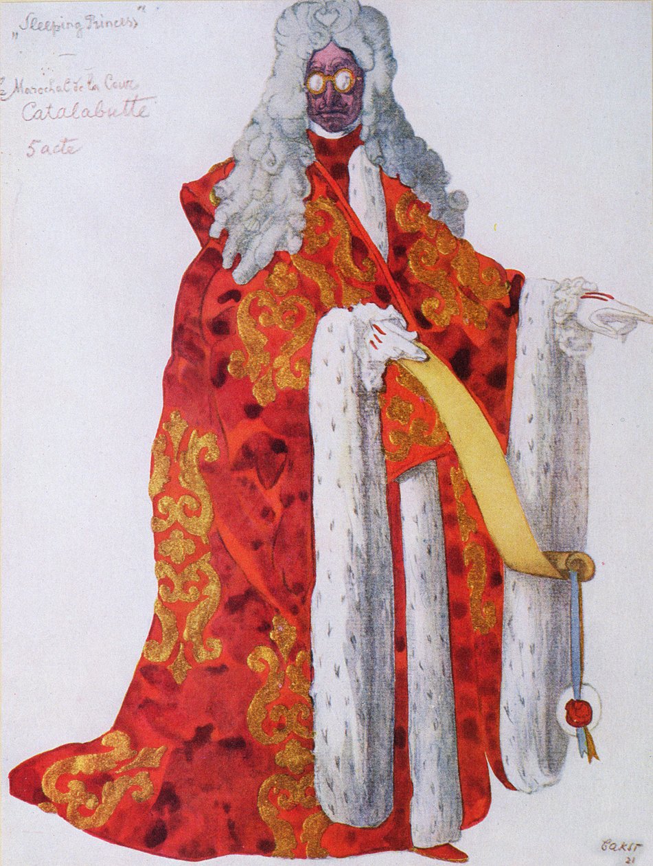 Kostuumontwerp voor Maarschalk Cantalabutte, uit Doornroosje, 1921 door Leon Bakst