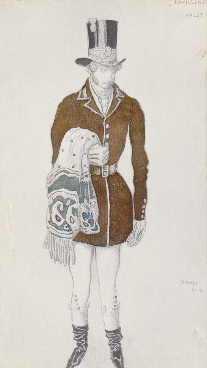 Kostuumontwerp voor een heer, uit Les Papillons, 1912 door Leon Bakst