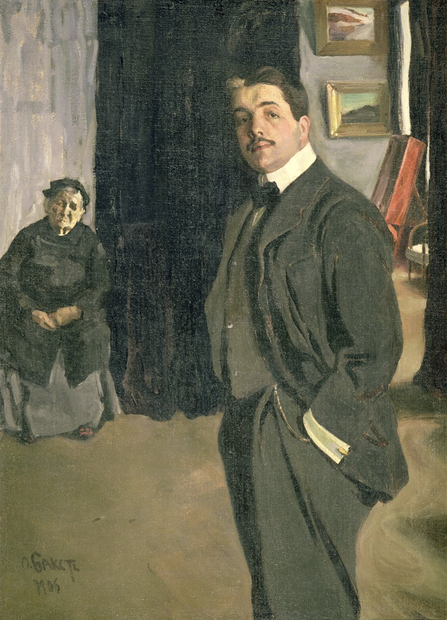 Portret van Sergei Pavlovich Diaghilev (1872-1929) met zijn Verpleegster, 1906 door Leon Bakst