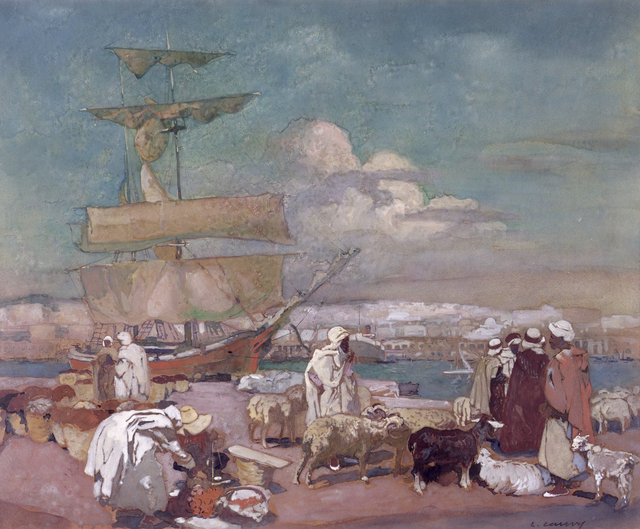 De haven van Algiers, ca. 1900 door Leon Cauvy