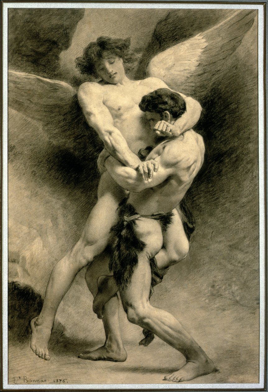 Studie voor Jakob Worstelt met de Engel, 1876 door Leon Joseph Florentin Bonnat