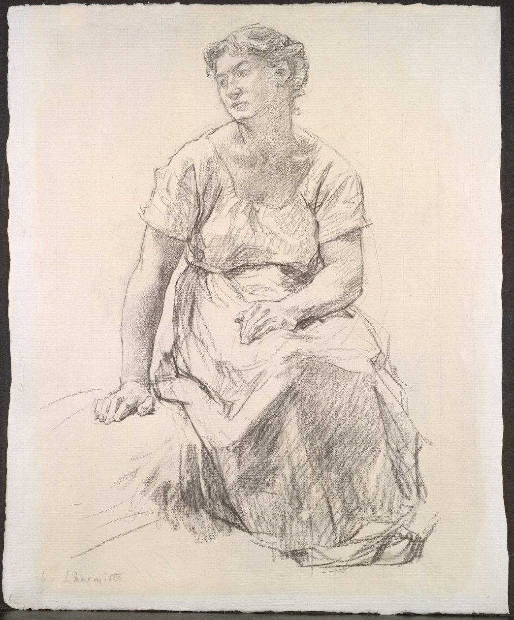 Zittende boerin, ca. 1885 door Leon Augustin Lhermitte