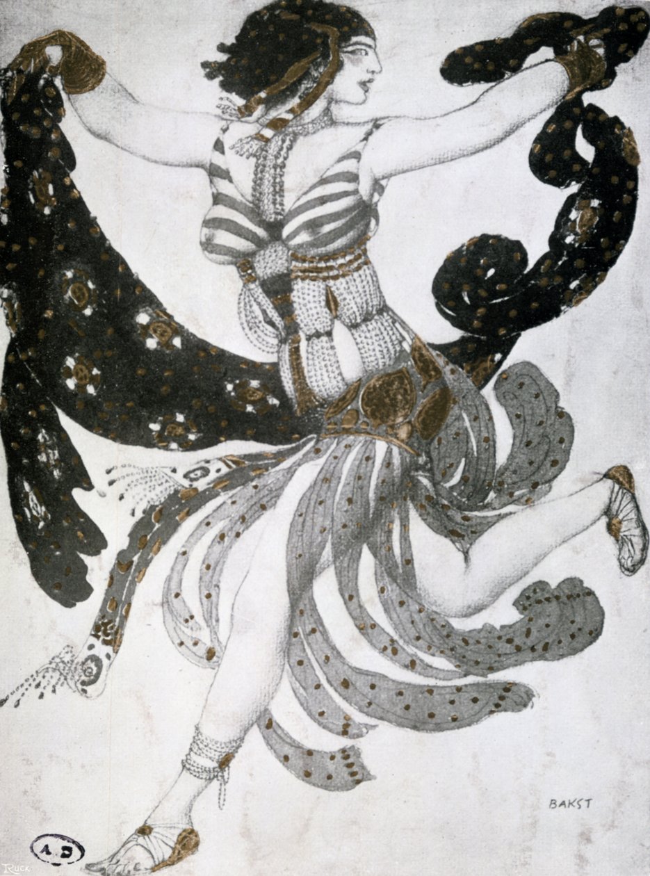 Cleopatra, balletkostuumontwerp, 1909 door Leon Bakst