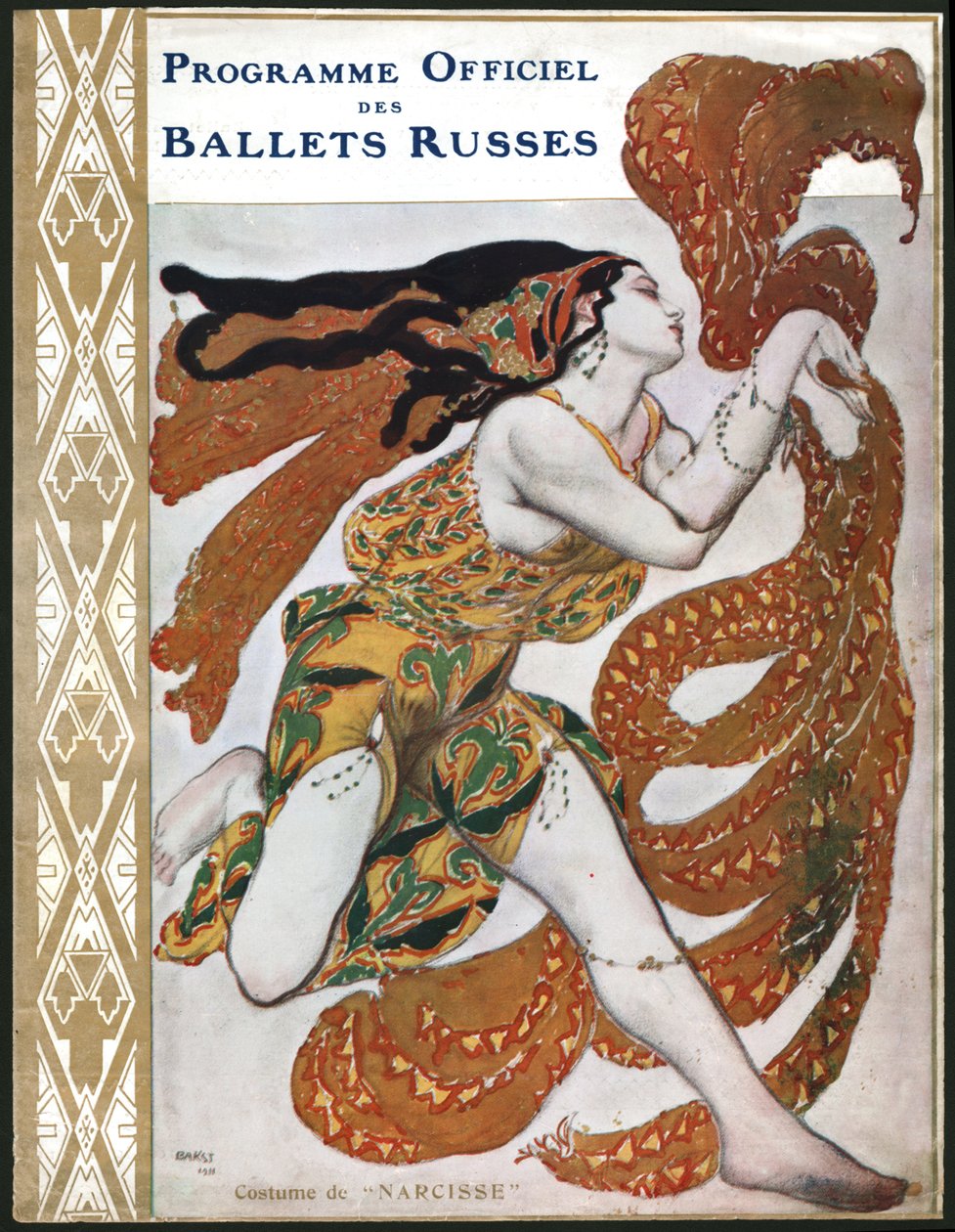 Narcissus door Les Ballets Russes (Illustratie) door Leon Bakst