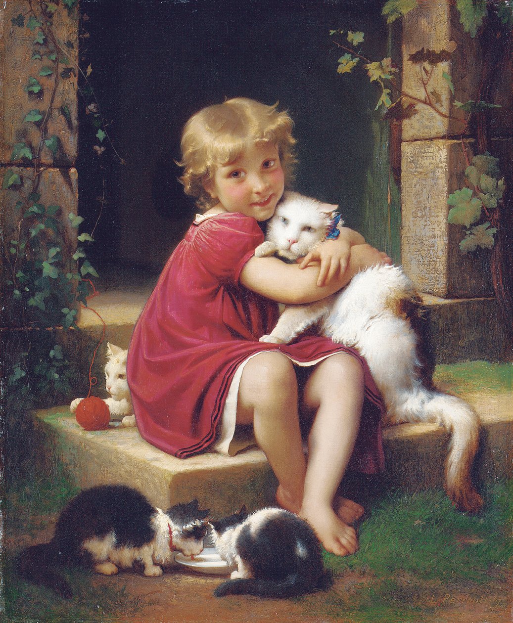 Haar Favoriete Huisdier, 1867 door Leon Bazile Perrault