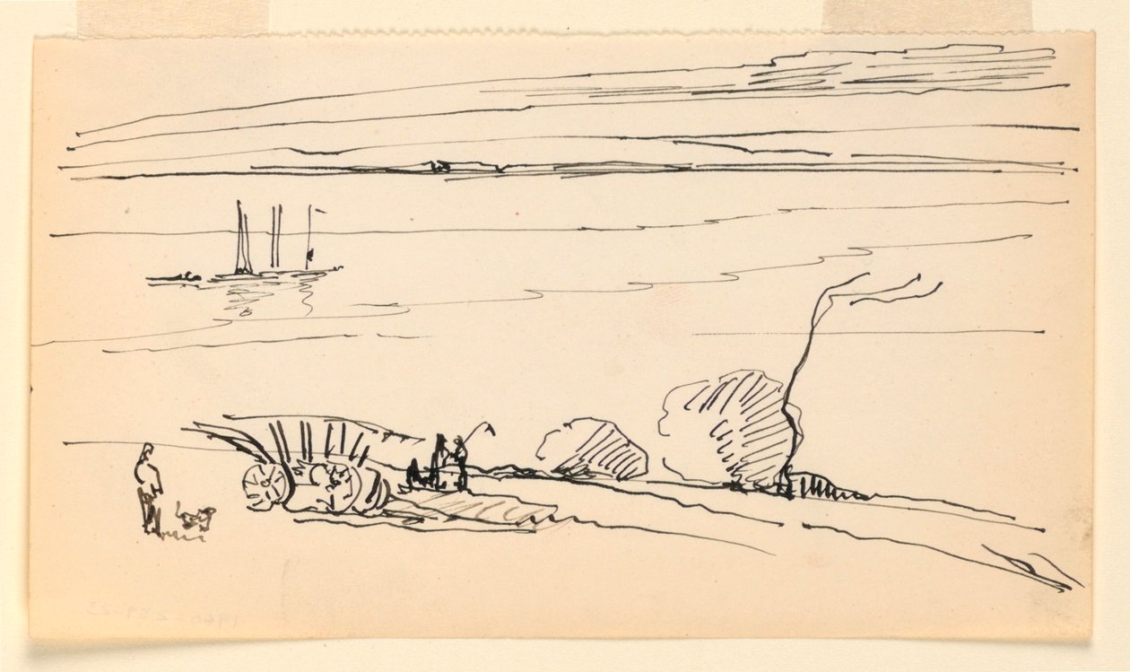 Landschap met rivier door Leon Dabo