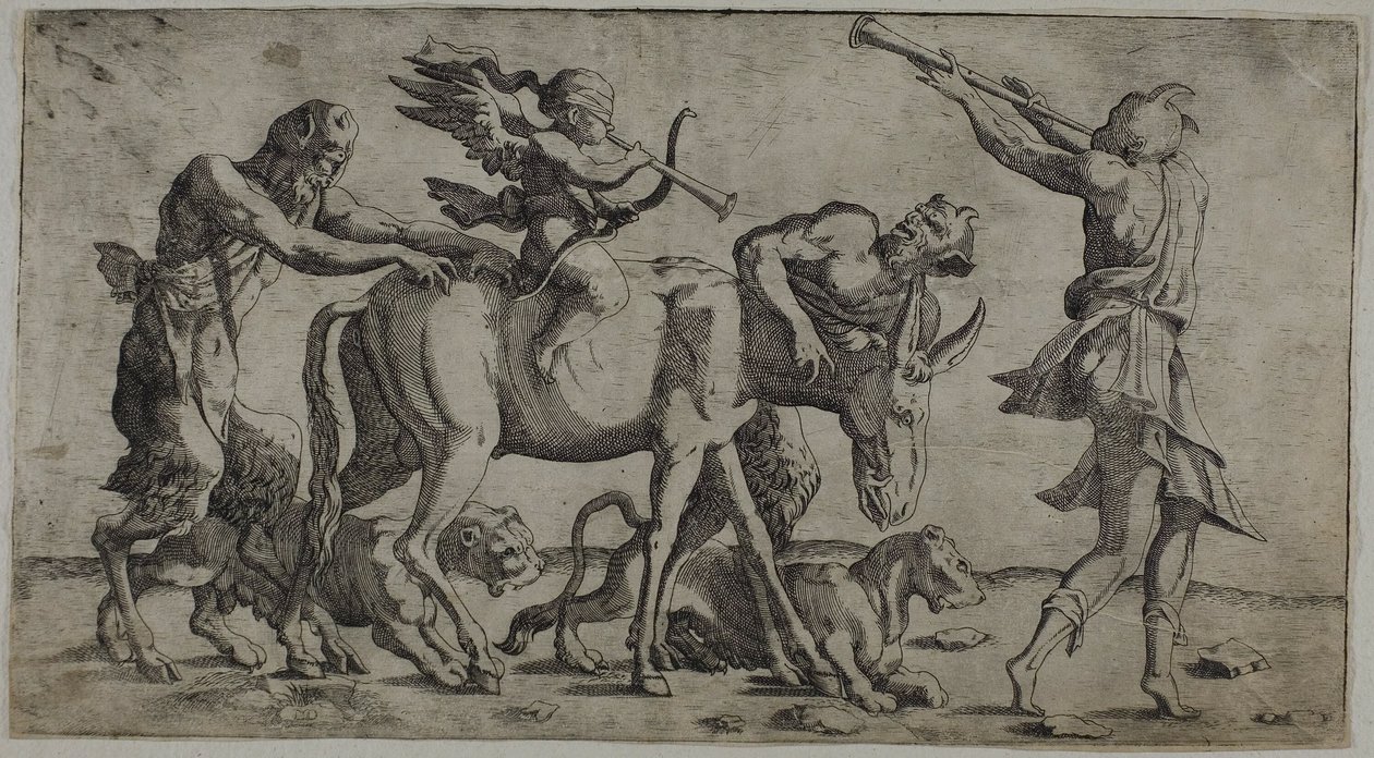 Cupido met verbonden ogen door Leon Davent