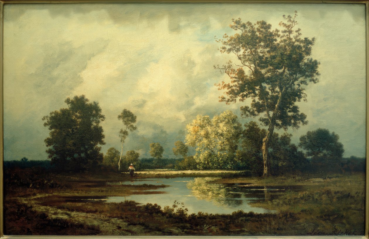 Landschap met vijver door Leon Richet