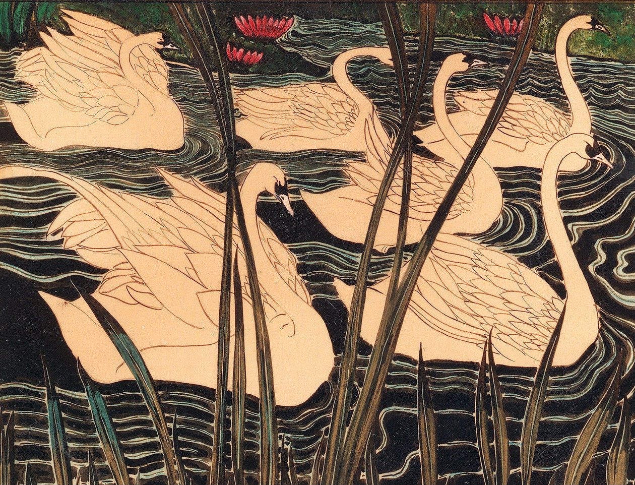 Zwanen, ca. 1900 door Leon Spilliaert