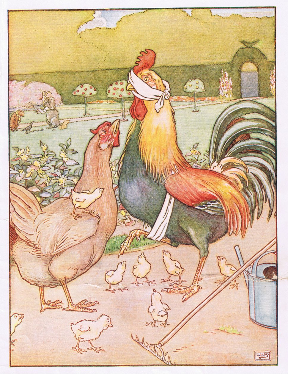 En de haan kreeg een nare klap, illustratie uit 
