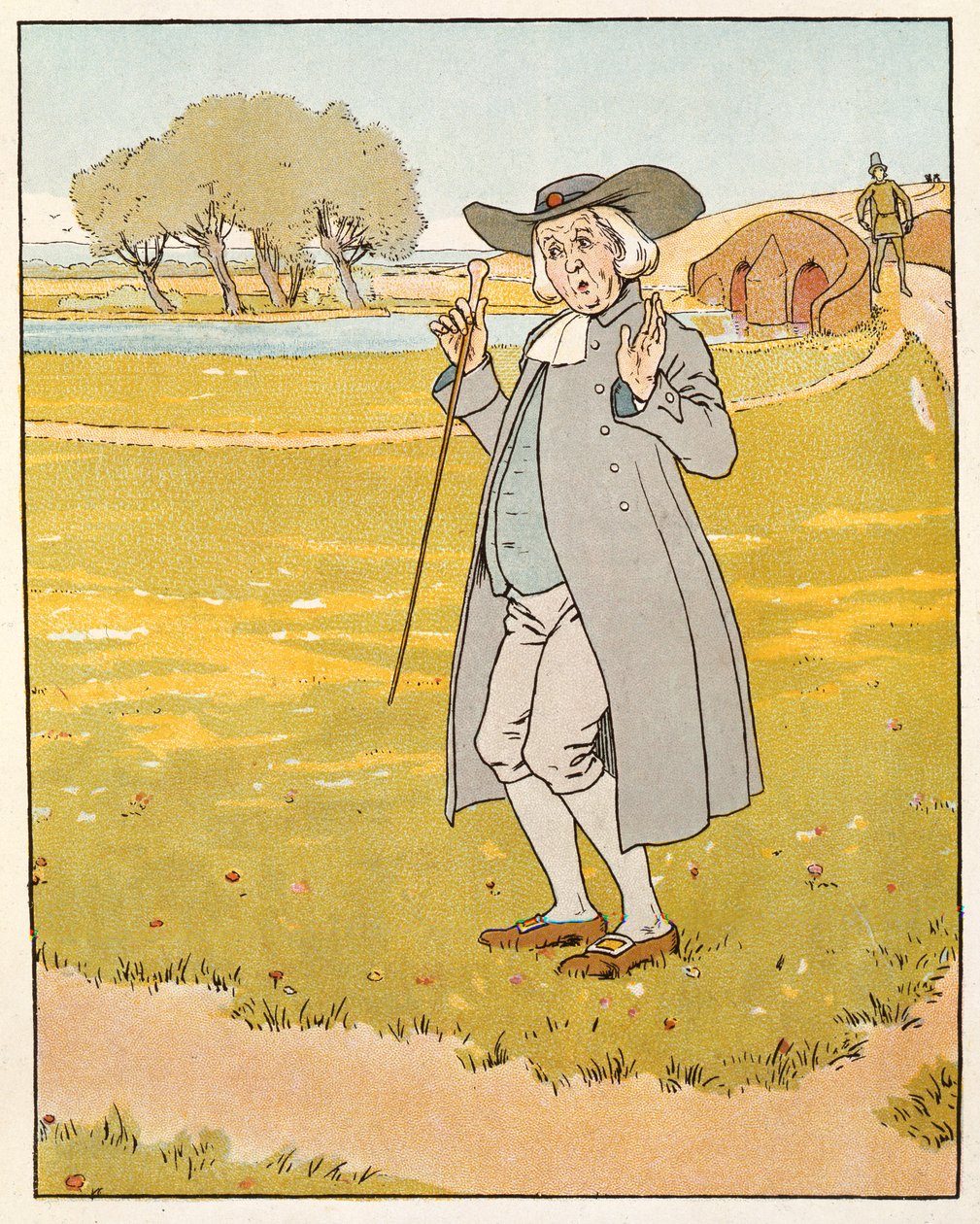 De klerk van de dominee was verbaasd, illustratie uit De Gouden Gans door Leonard Leslie Brooke