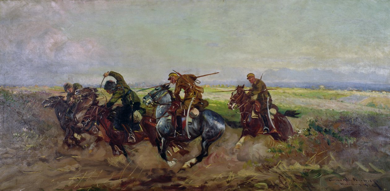 Poolse Lansiers die Russen aanvallen, 1920 door Leonard Winterowski