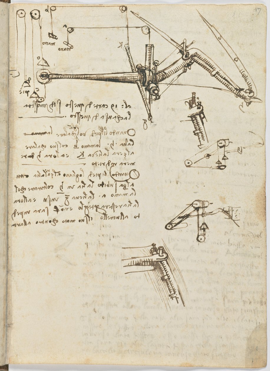 Vogelvluchtcode, c. 1505-06, blad 17 recto door Leonardo da Vinci