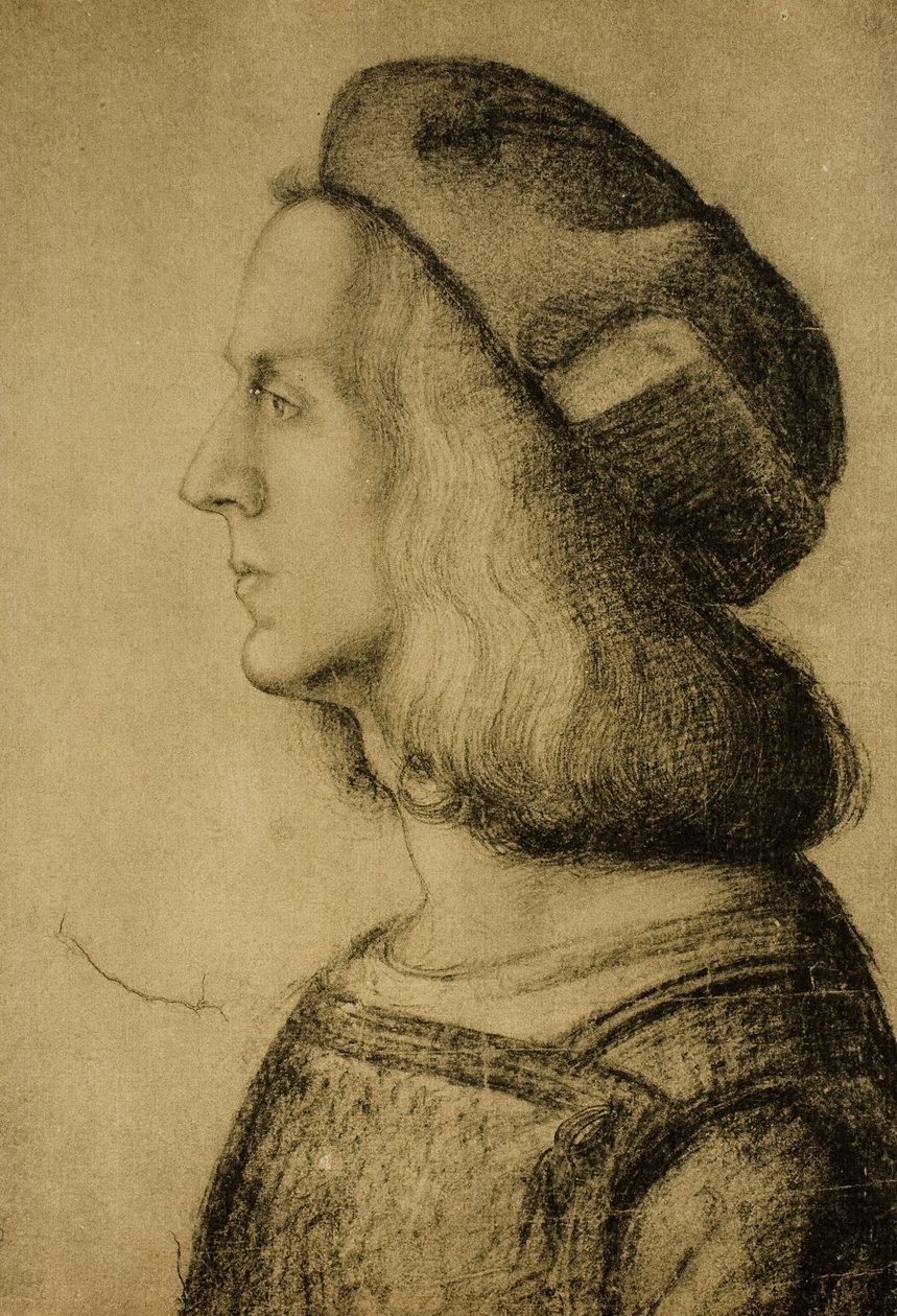 Buste van een man in profiel, tekening door Leonardo da Vinci door Leonardo da Vinci