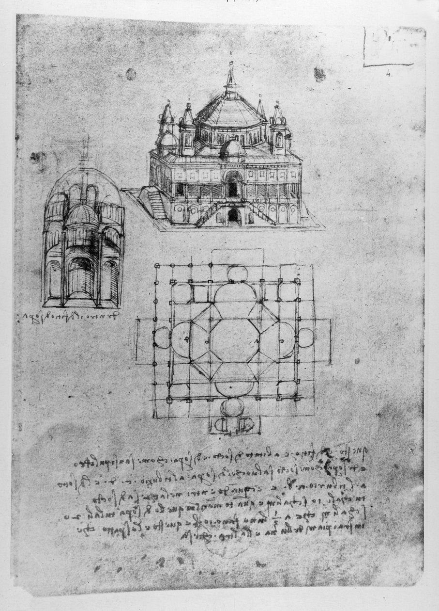 Ontwerp voor een kerk, fol. 4r door Leonardo da Vinci