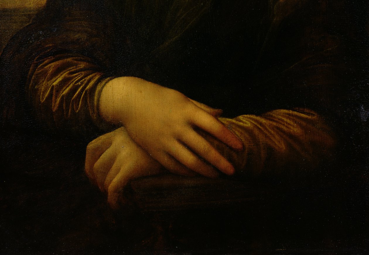 Mona Lisa, detail van haar handen, c.1503-06 door Leonardo da Vinci