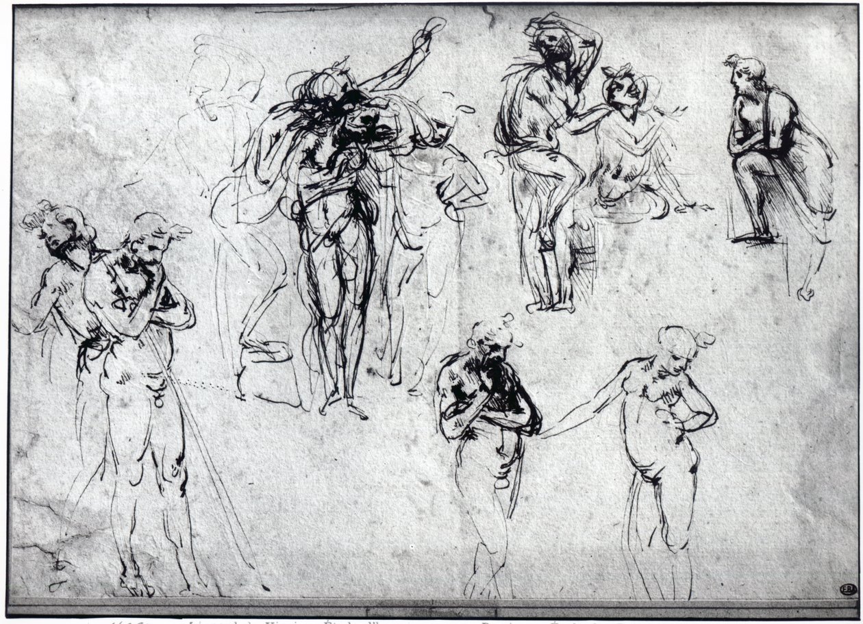 Studie van naakte mannen door Leonardo da Vinci