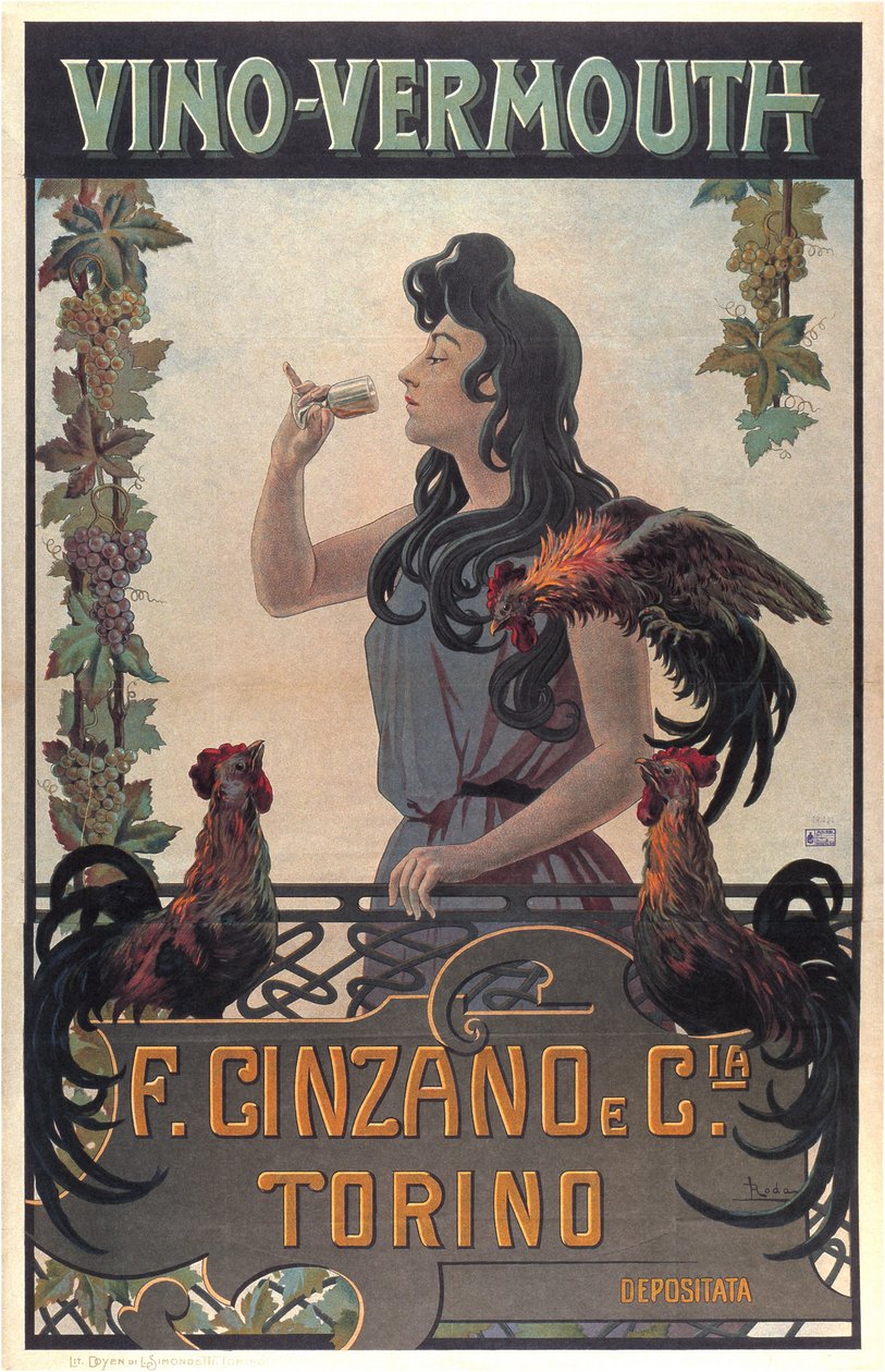 Vino-Vermouth reclame, ca. 1900 door Leonardo Roda