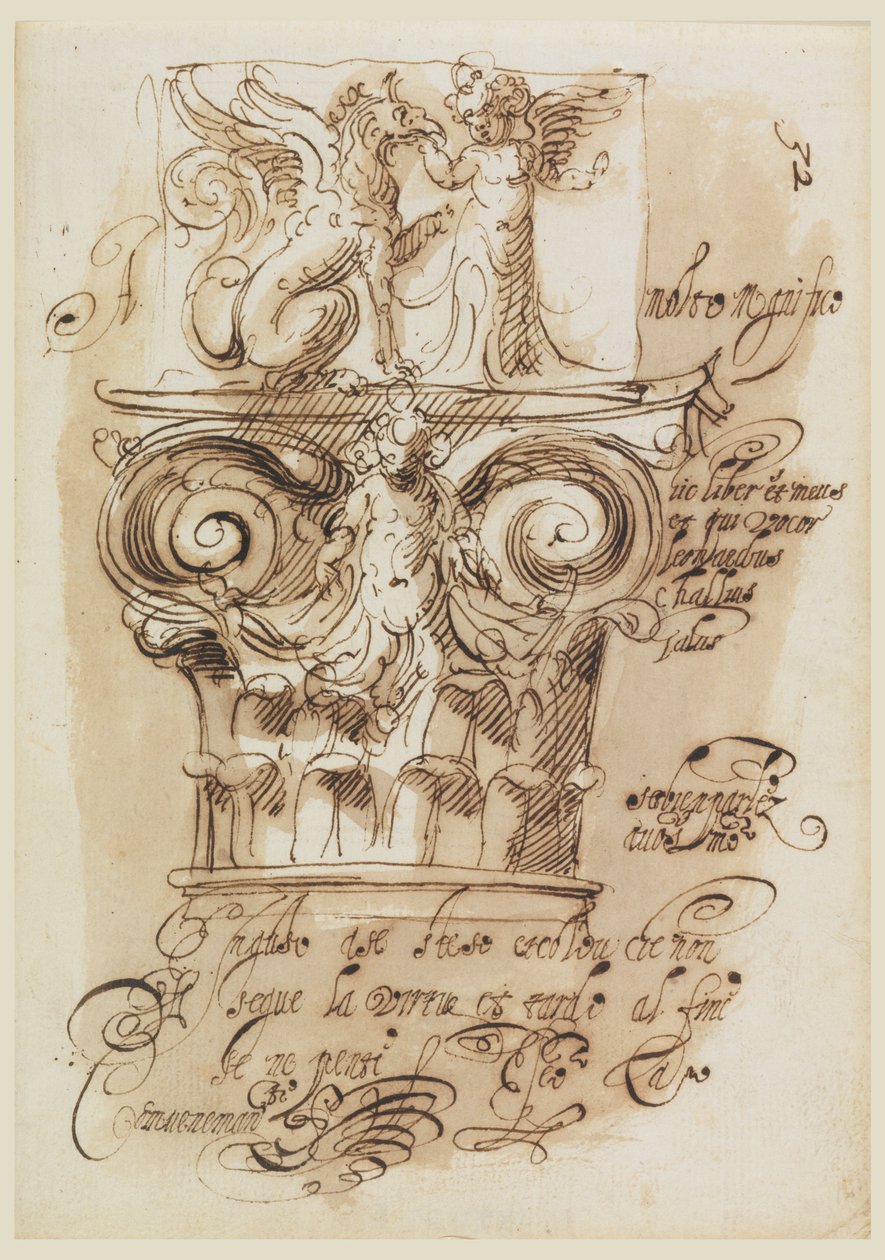 Ontwerp voor een kapiteel door Leonardo Scaglia